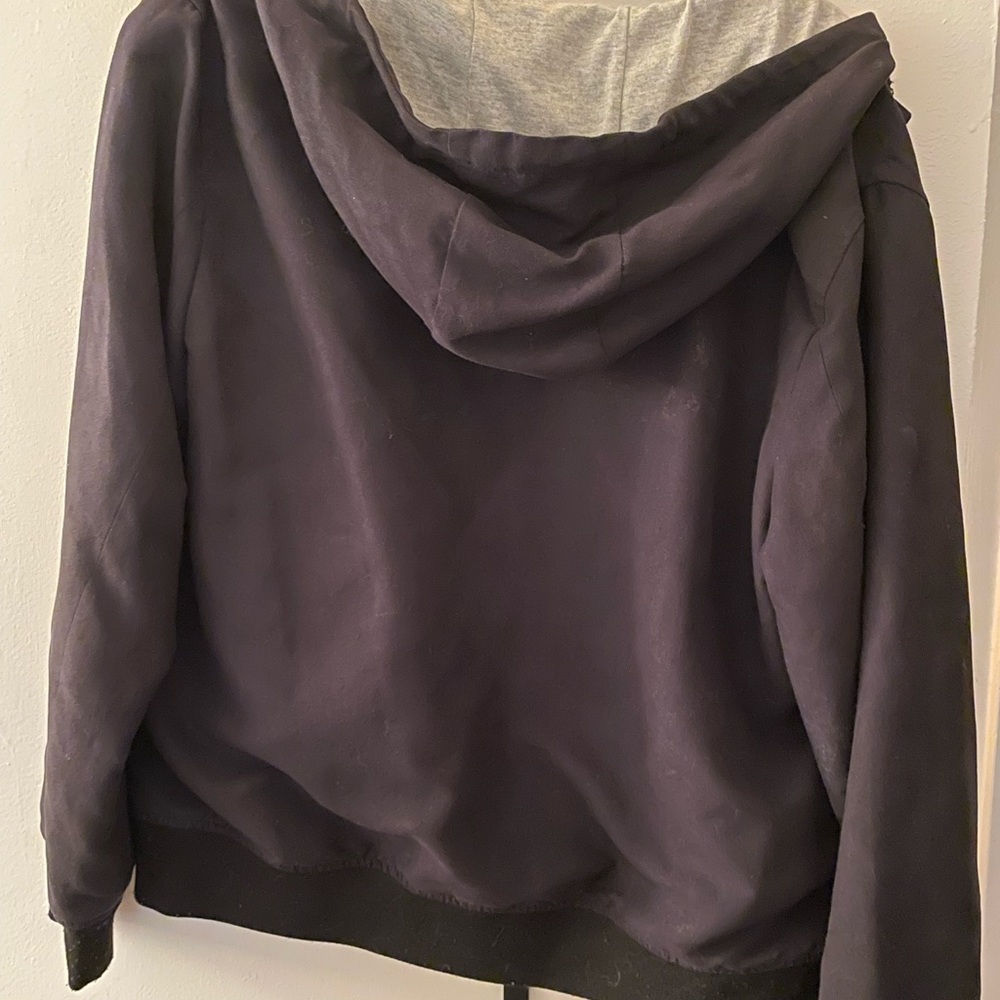 Vegan suede black hooded jacket